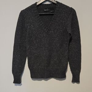 Kersh Charcoal Speckled V-Neck Pullover Sweater